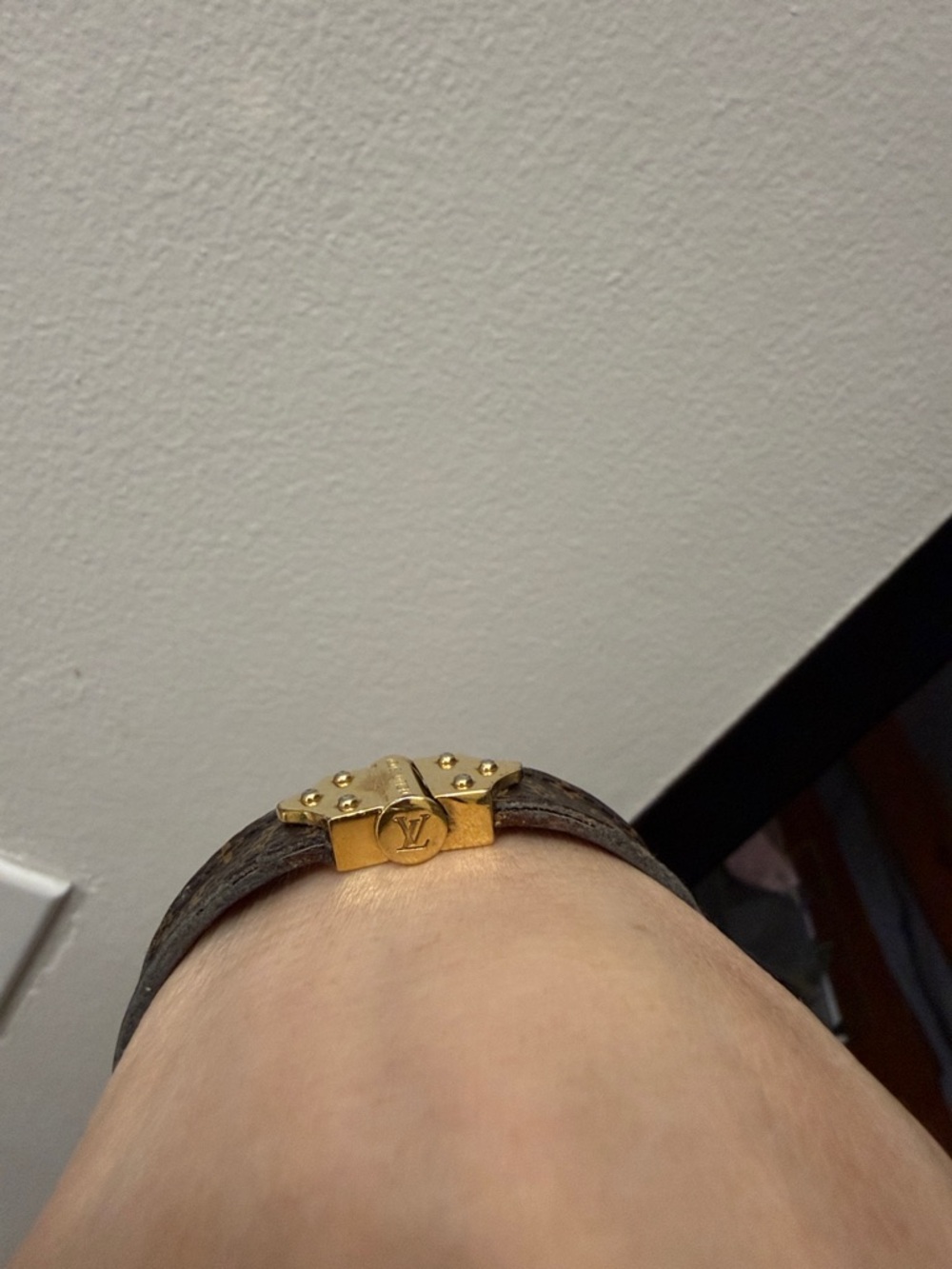 Louis Vuitton Brown Monogram Leather Bracelet with Gold Hardware - Picture 3 of 10